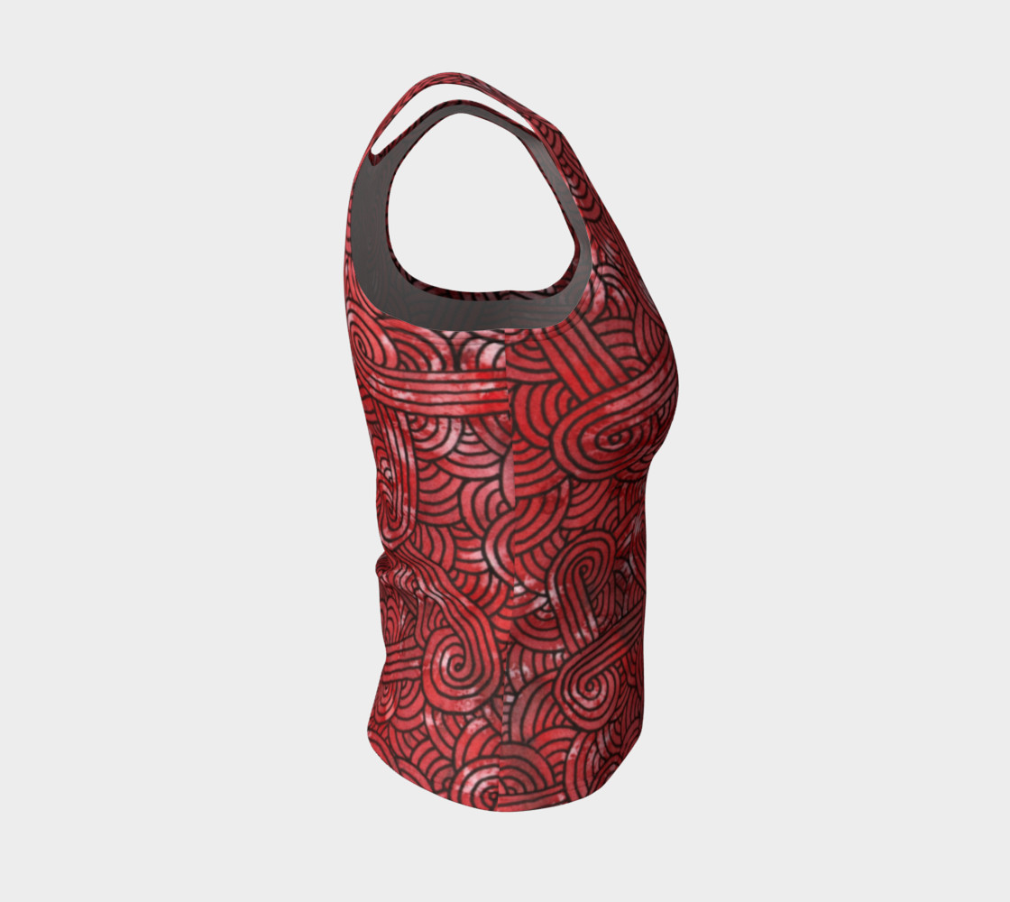 Red and black swirls doodles Fitted Tank Top preview #4