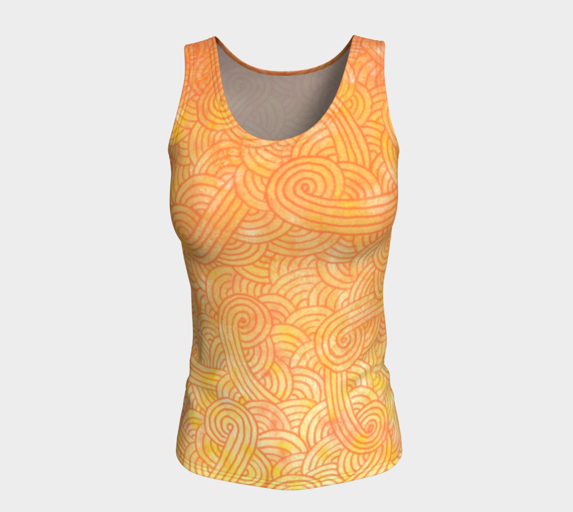 Yellow and orange swirls doodles Fitted Tank Top preview #5