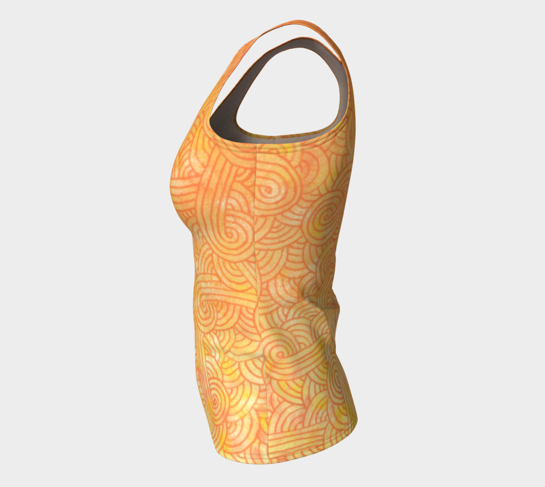 Yellow and orange swirls doodles Fitted Tank Top preview #7