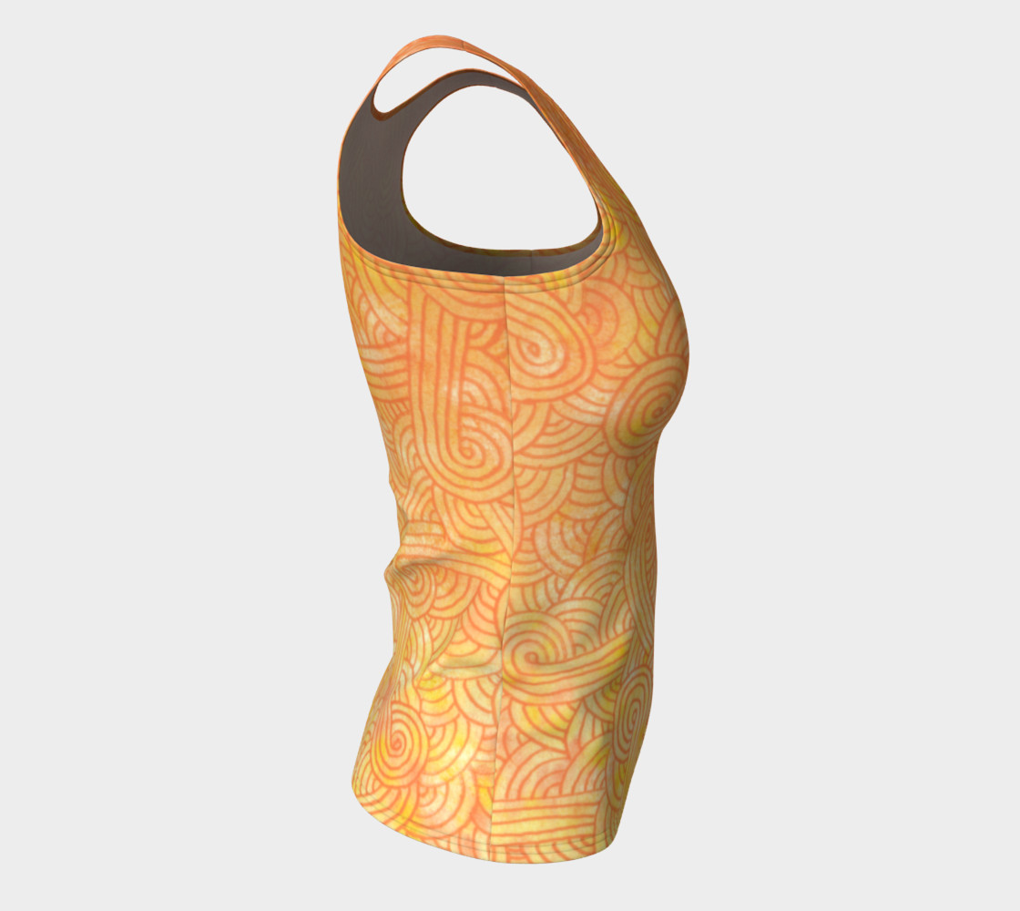 Yellow and orange swirls doodles Fitted Tank Top preview #8