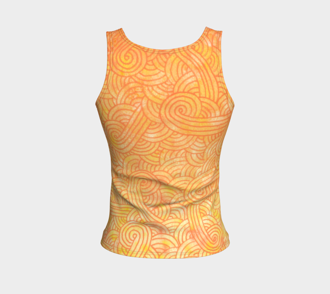 Yellow and orange swirls doodles Fitted Tank Top preview #2