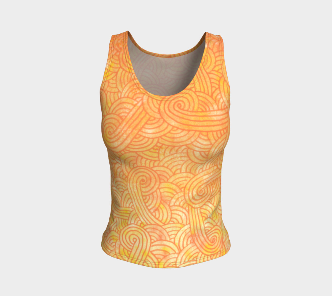 Yellow and orange swirls doodles Fitted Tank Top preview #1