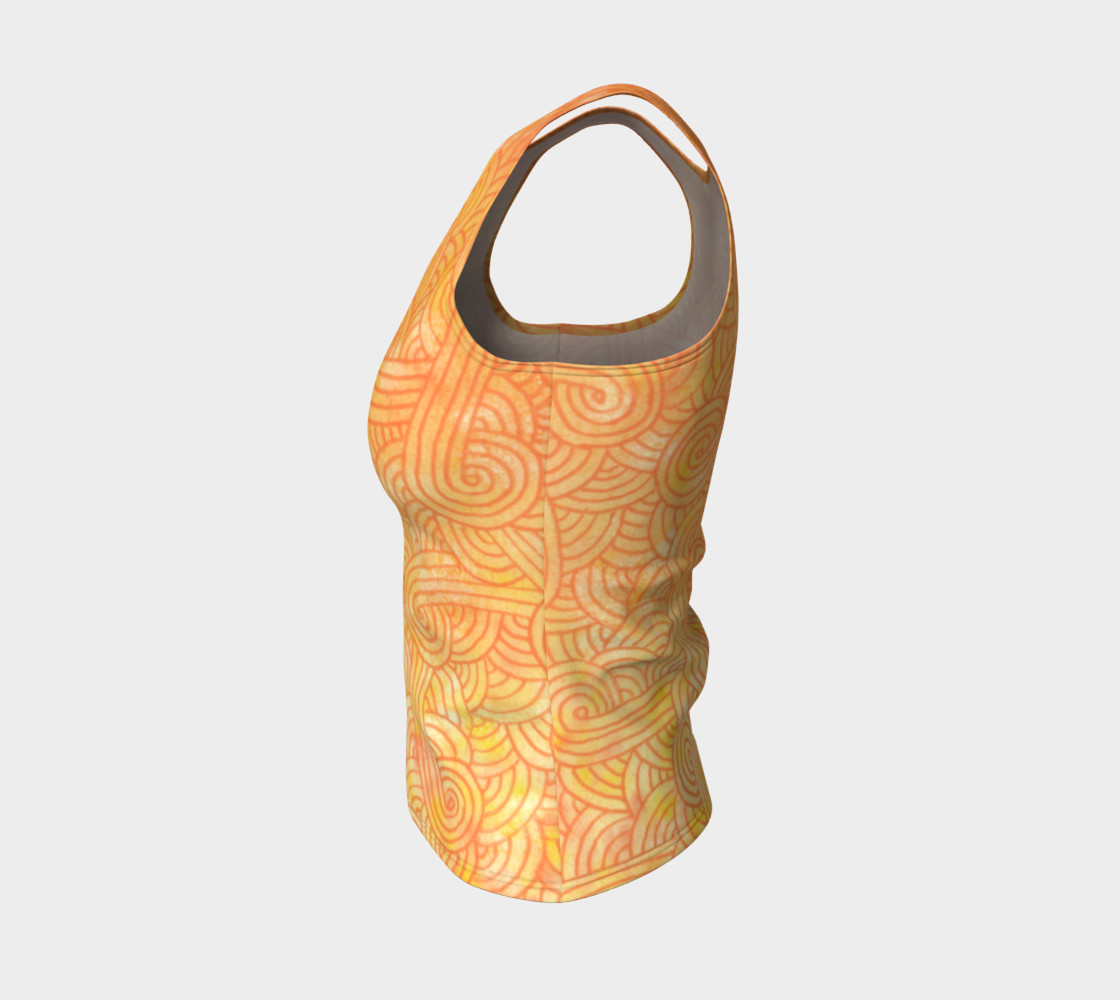 Yellow and orange swirls doodles Fitted Tank Top preview #3