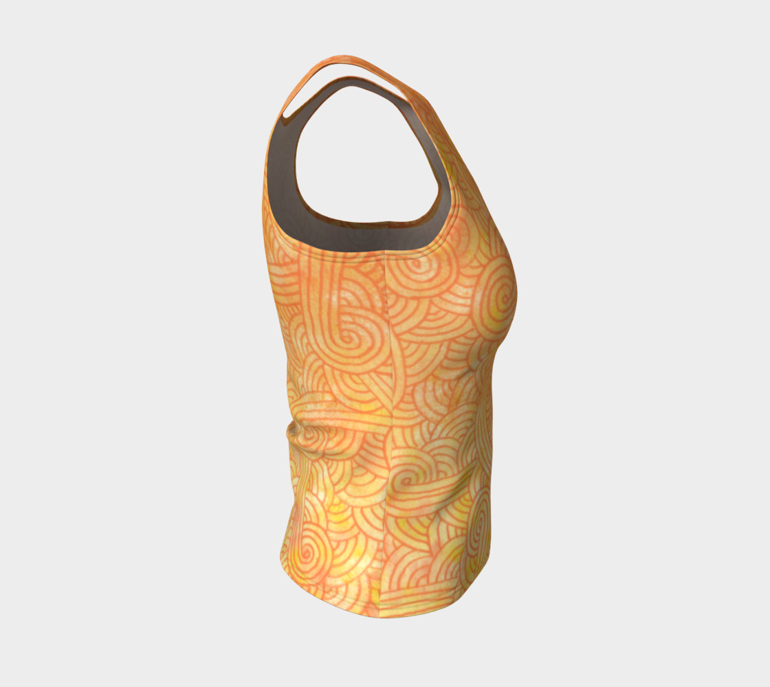 Yellow and orange swirls doodles Fitted Tank Top preview #4