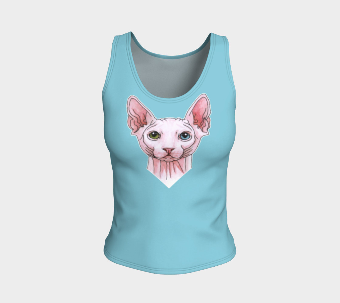 Sphynx cat portrait Fitted Tank Top preview #1