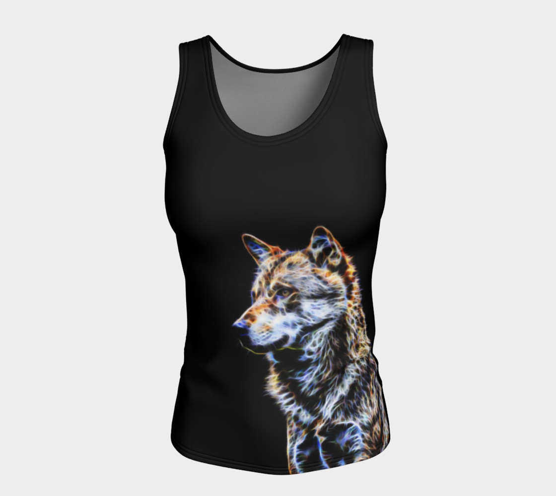 Wolf fractal fitted tank top thumbnail #6