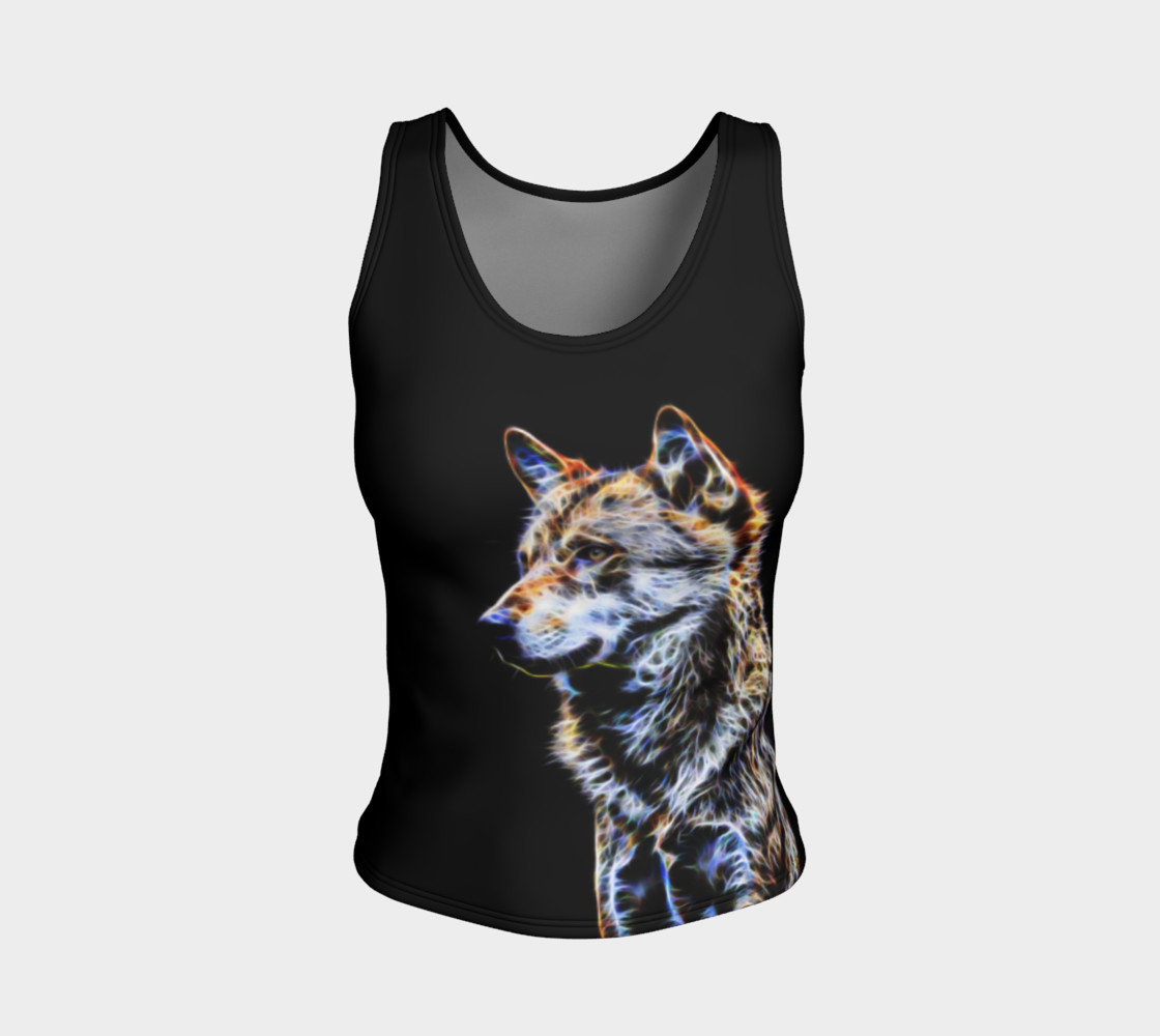 Wolf fractal fitted tank top preview #1