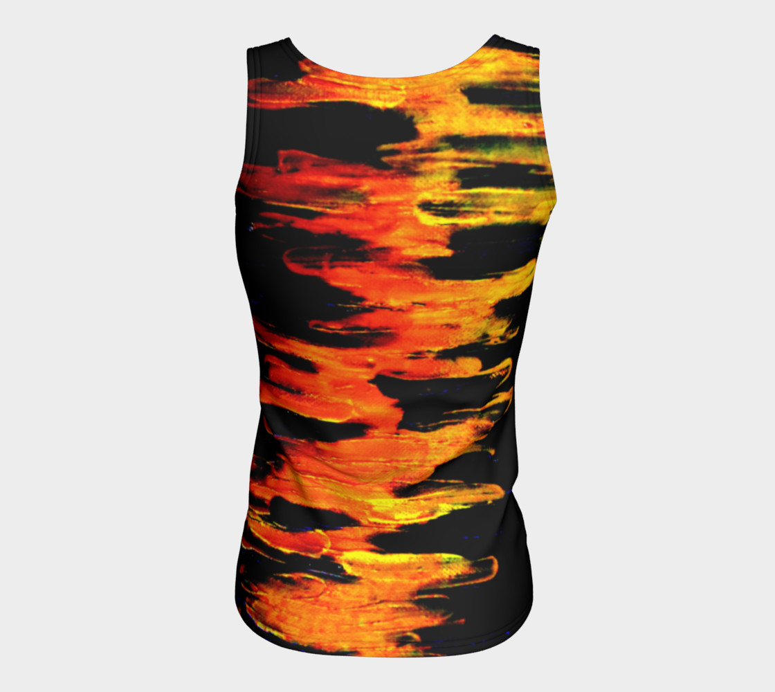 Aperçu de Lava in Black and Orange Fitted Tank Top #6