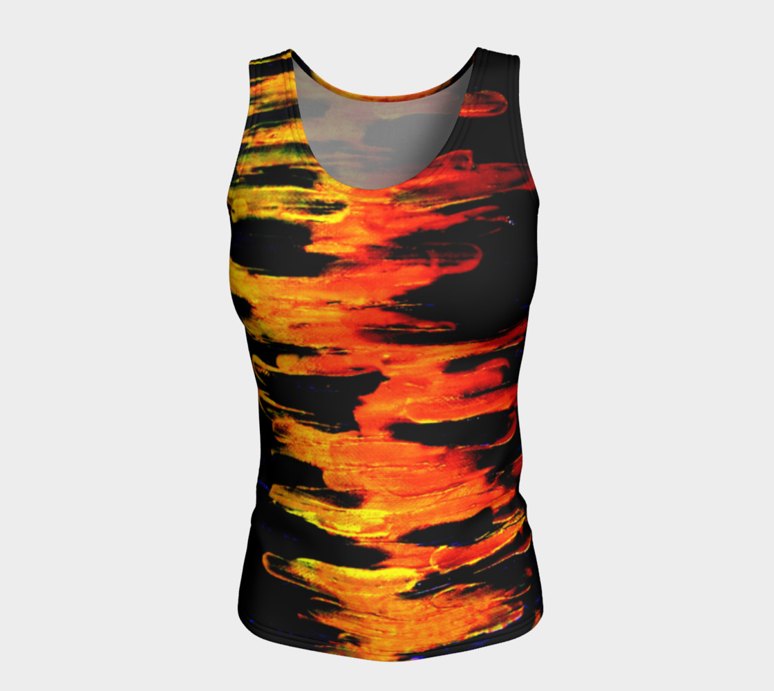 Aperçu de Lava in Black and Orange Fitted Tank Top #5