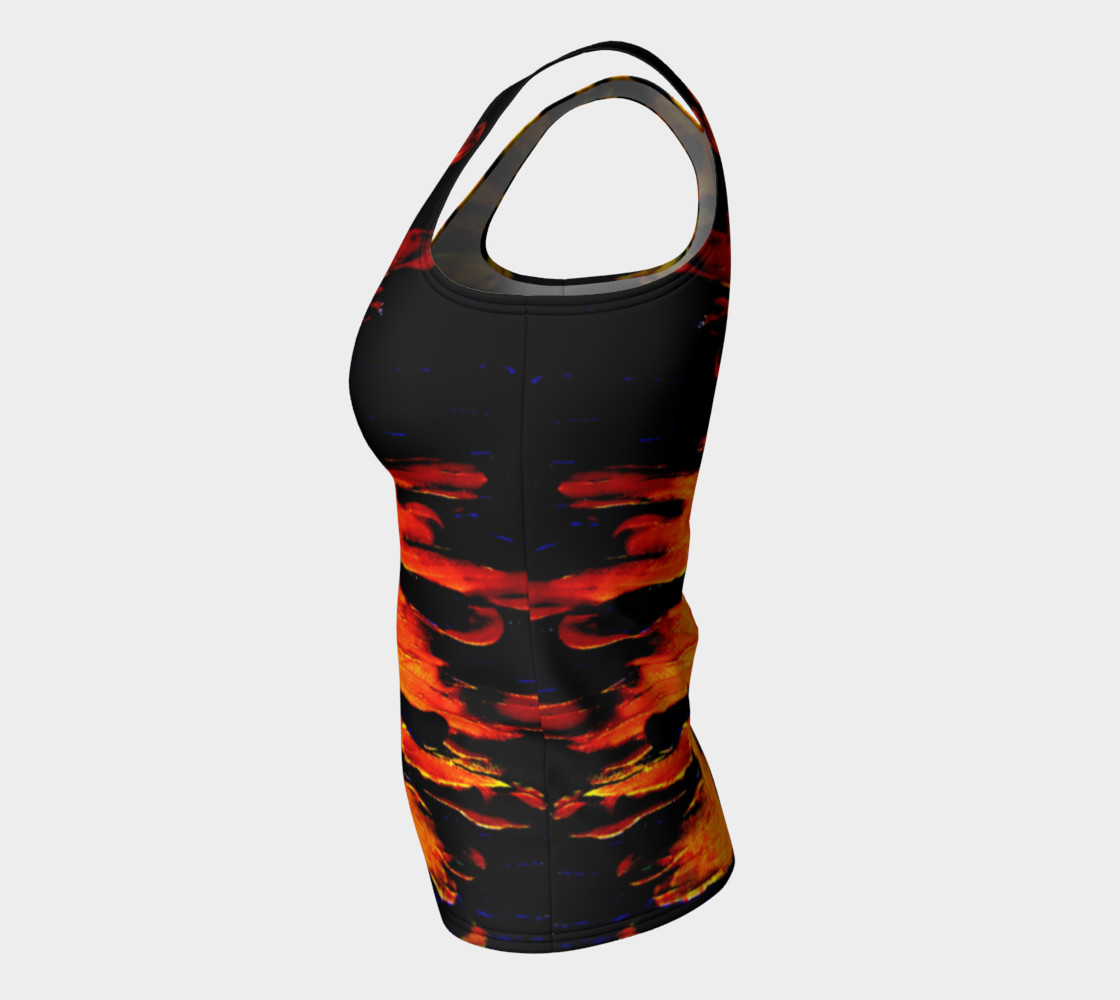 Aperçu de Lava in Black and Orange Fitted Tank Top #7
