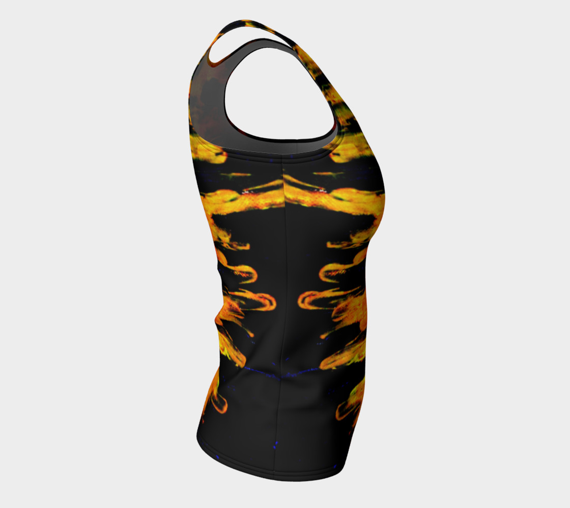 Aperçu de Lava in Black and Orange Fitted Tank Top #8