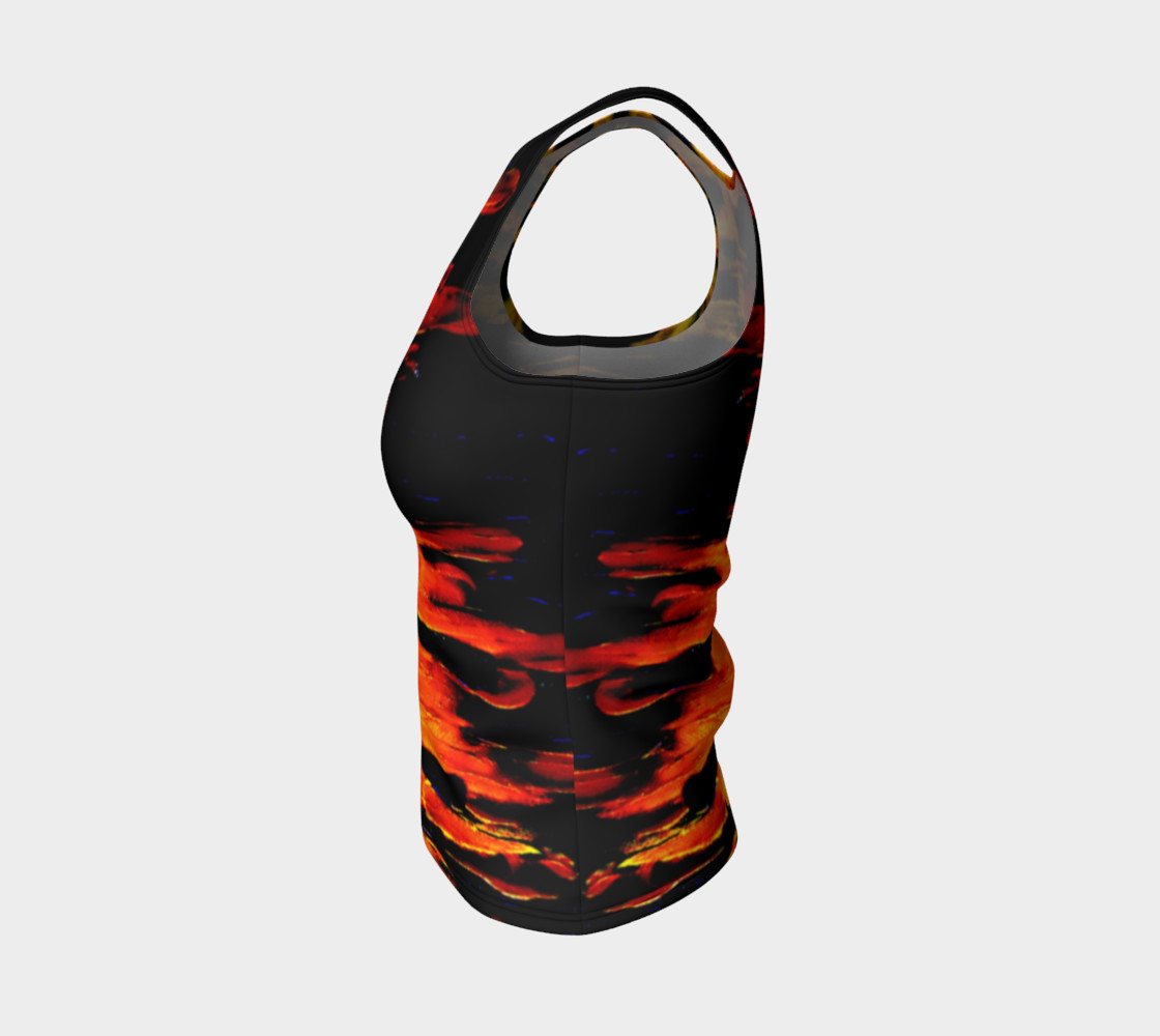 Aperçu de Lava in Black and Orange Fitted Tank Top #3