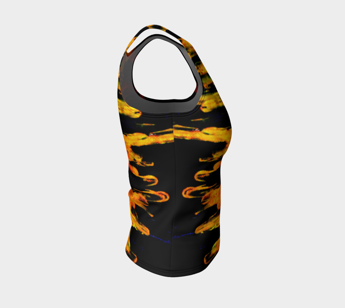Aperçu de Lava in Black and Orange Fitted Tank Top #4