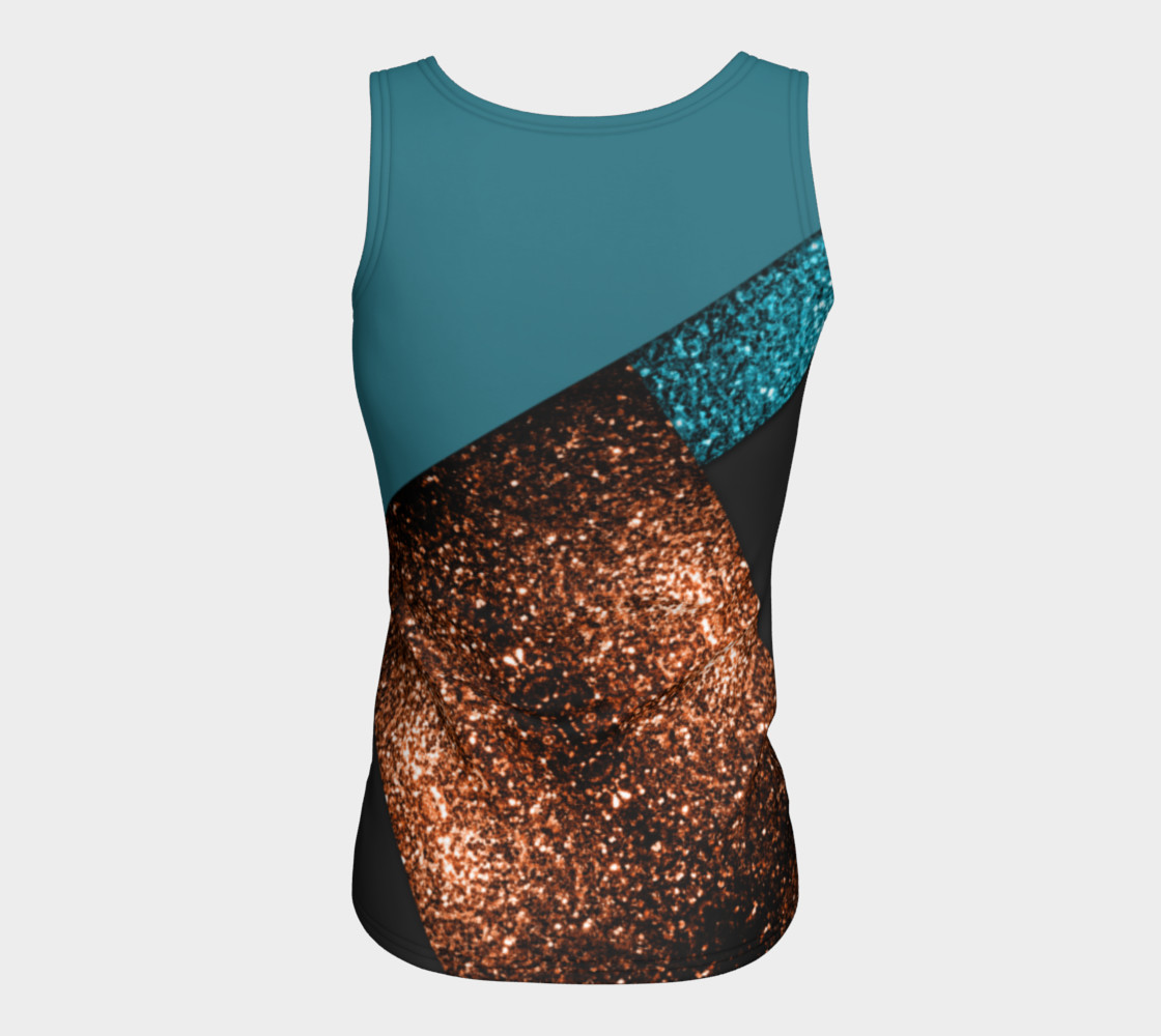 Aqua blue and bronze sparkles modern color block preview #6