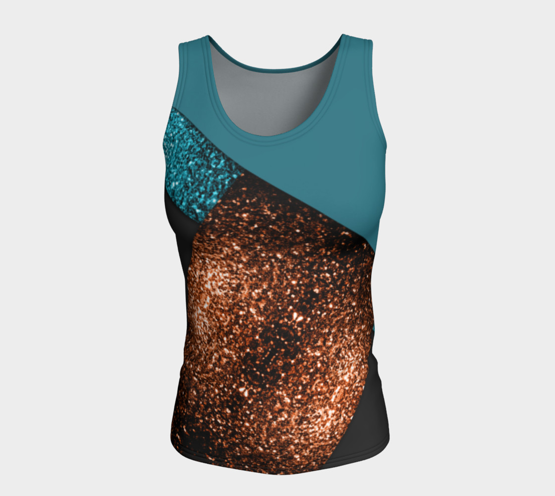 Aqua blue and bronze sparkles modern color block preview #5