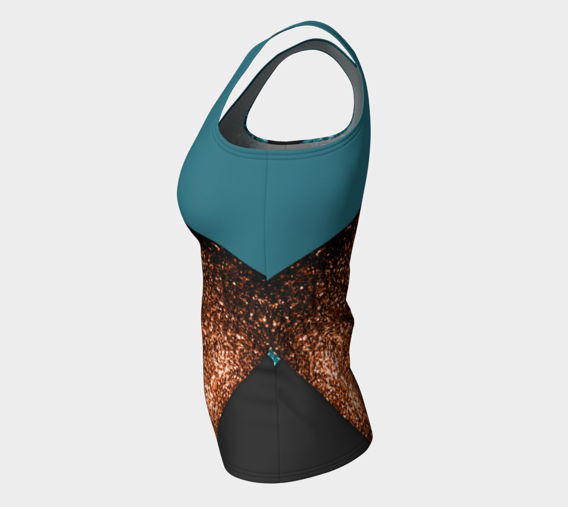 Aqua blue and bronze sparkles modern color block preview #7