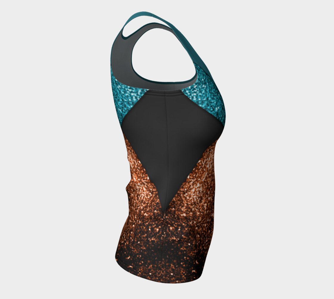 Aqua blue and bronze sparkles modern color block preview #8