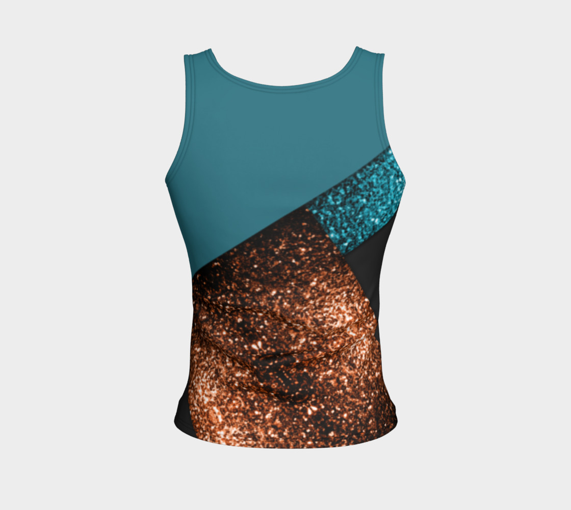 Aqua blue and bronze sparkles modern color block preview #2