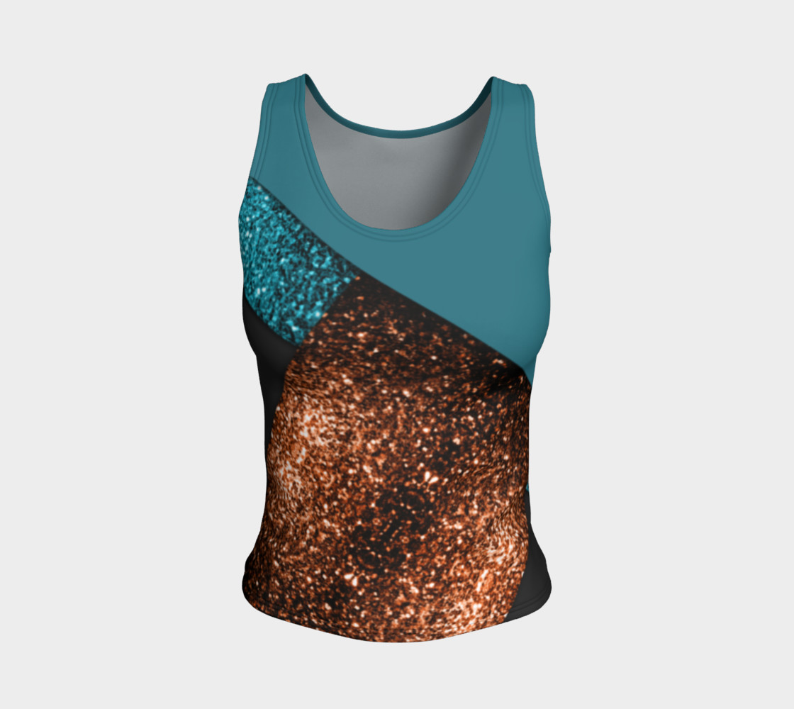 Aqua blue and bronze sparkles modern color block preview #1