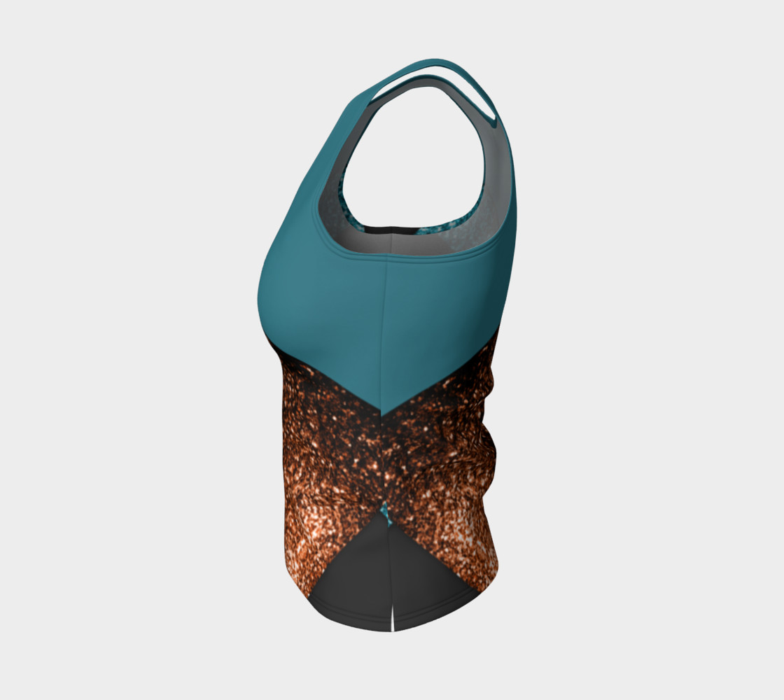 Aqua blue and bronze sparkles modern color block preview #3