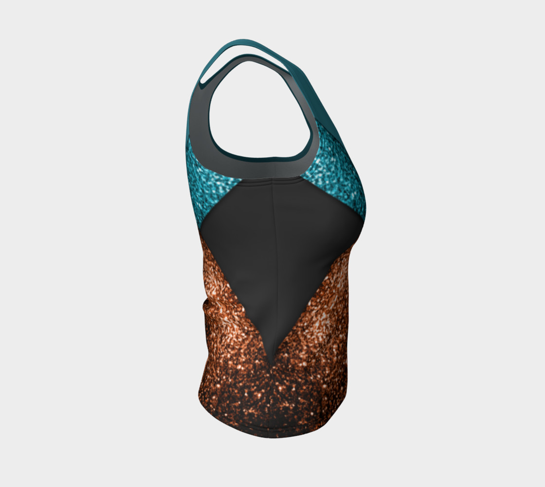 Aqua blue and bronze sparkles modern color block preview #4