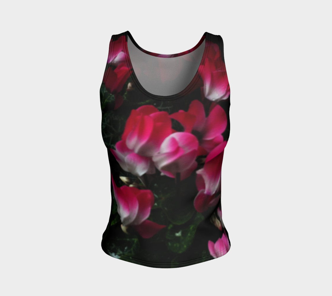 Red Fire Flowers, Fitted Tank Top preview #1