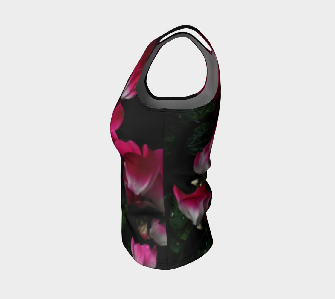 Red Fire Flowers, Fitted Tank Top preview #3