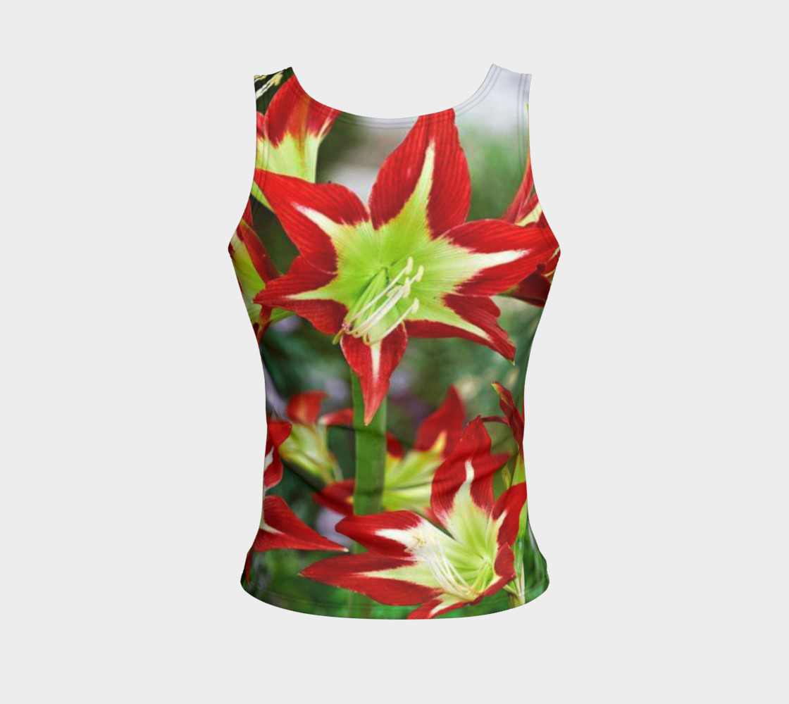 Lovely amaryllis fire chic, on fitted tank top preview #2