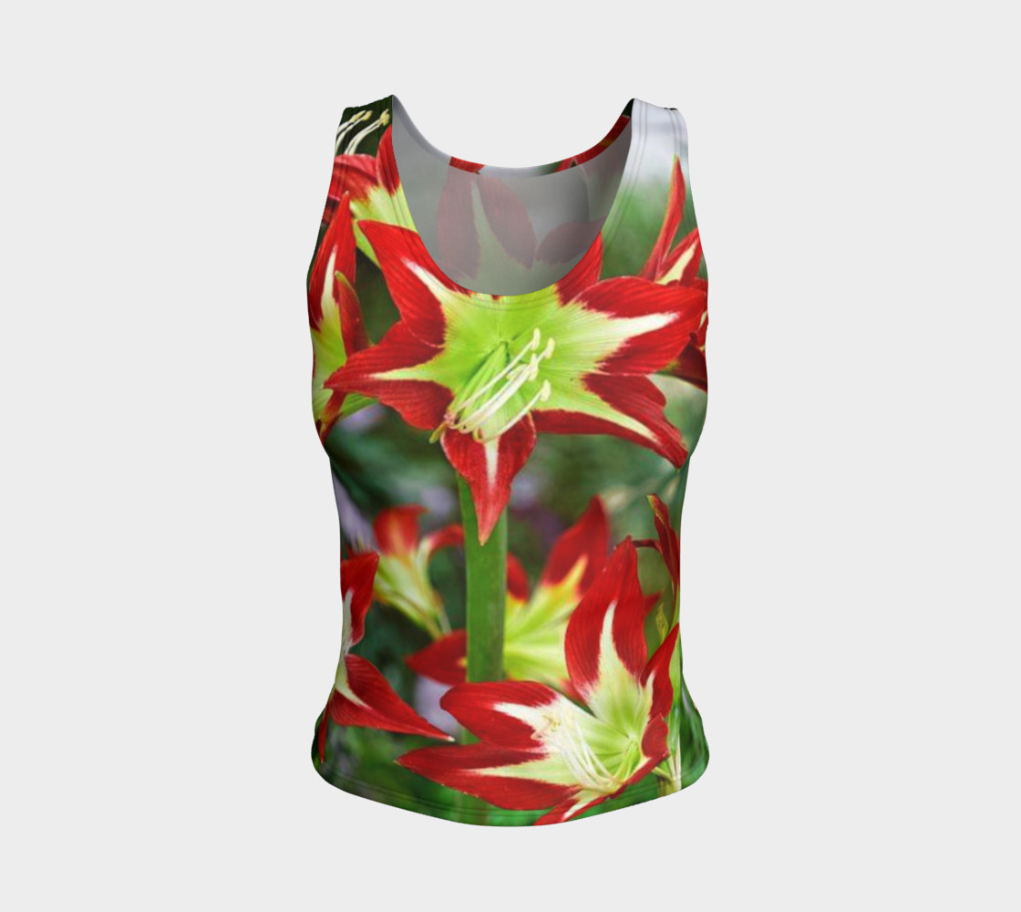 Lovely amaryllis fire chic, on fitted tank top preview #1