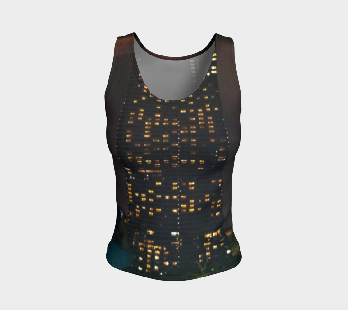 Fantastic view of Marina Bay of SG by night, on fitted tank top clothing. preview #1