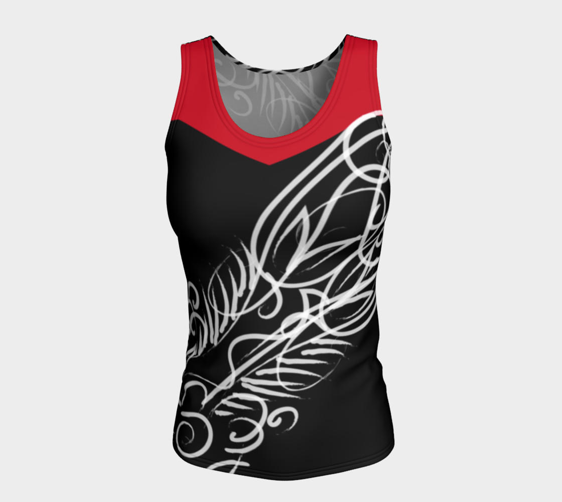 Scroll Black Red Fitted Tank preview #5