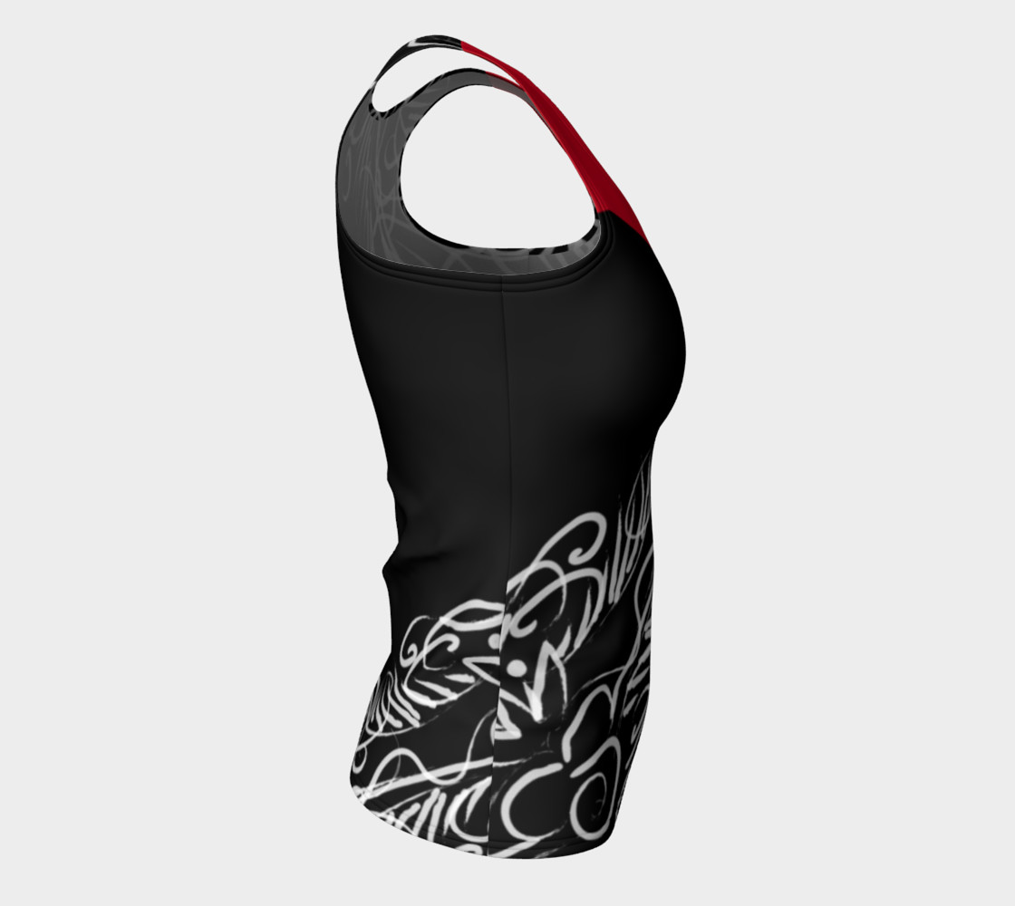 Scroll Black Red Fitted Tank thumbnail #9