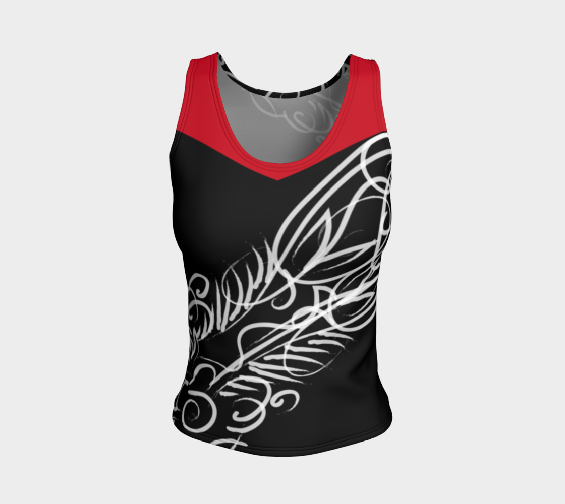 Scroll Black Red Fitted Tank preview #1
