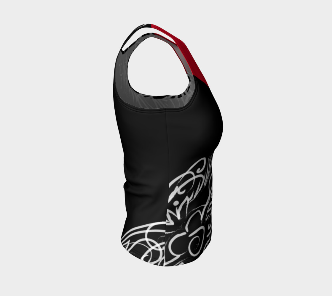 Scroll Black Red Fitted Tank preview #4