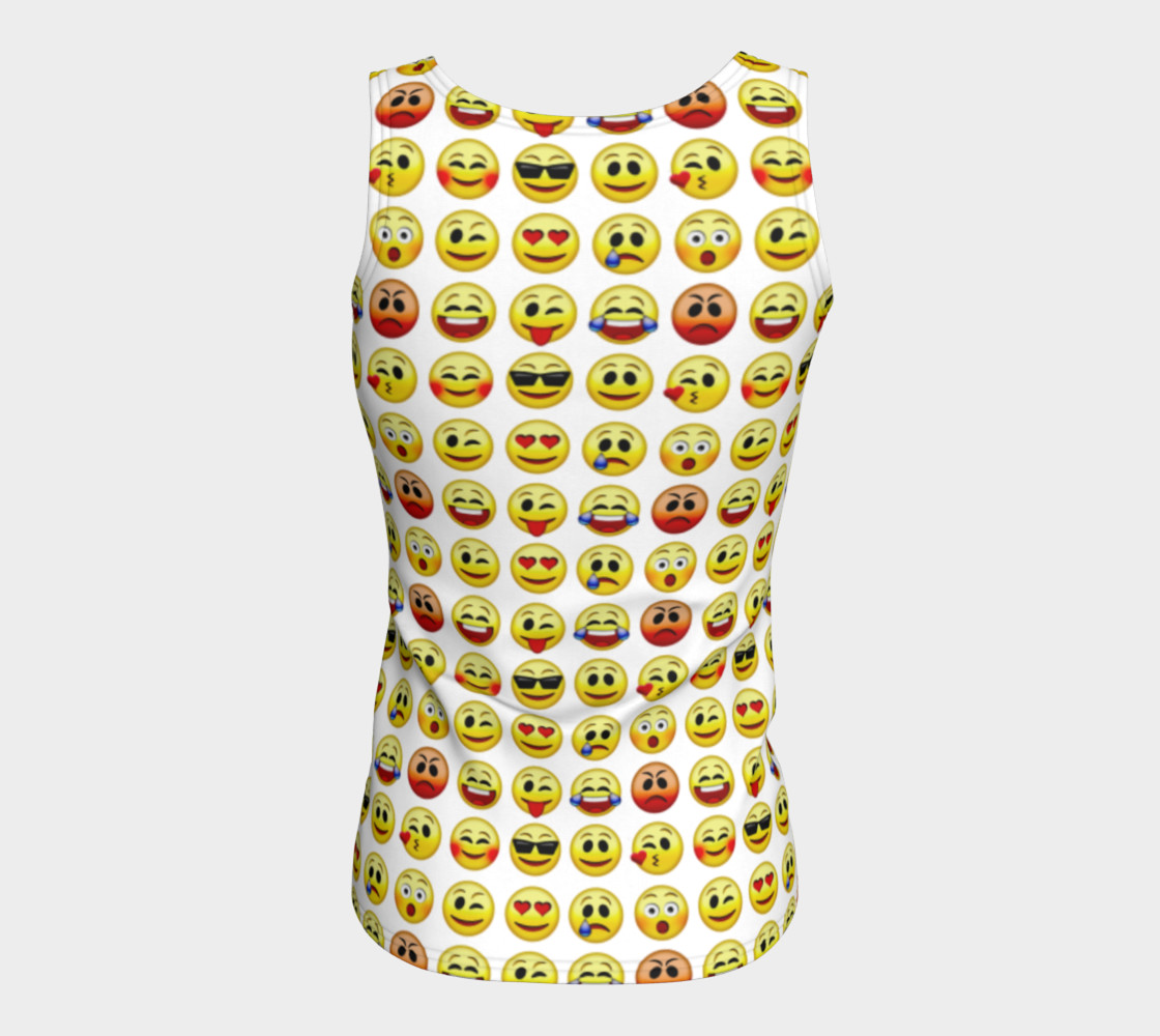 Emoji Faces White Background Fitted Tank Top preview #6