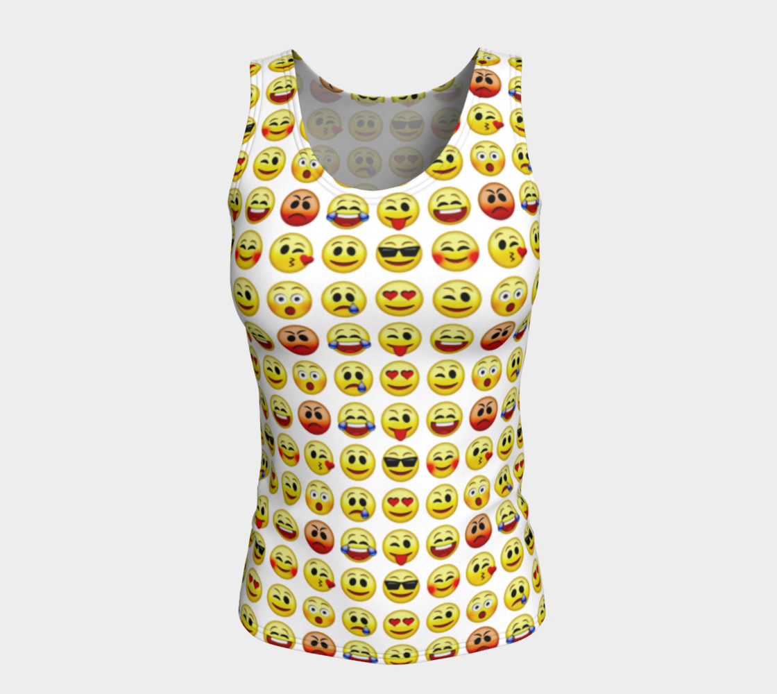 Emoji Faces White Background Fitted Tank Top preview #5