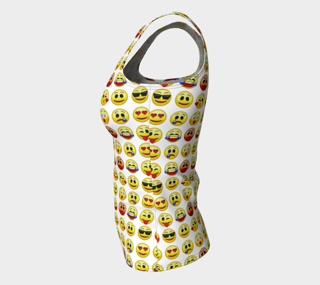 Emoji Faces White Background Fitted Tank Top preview #7