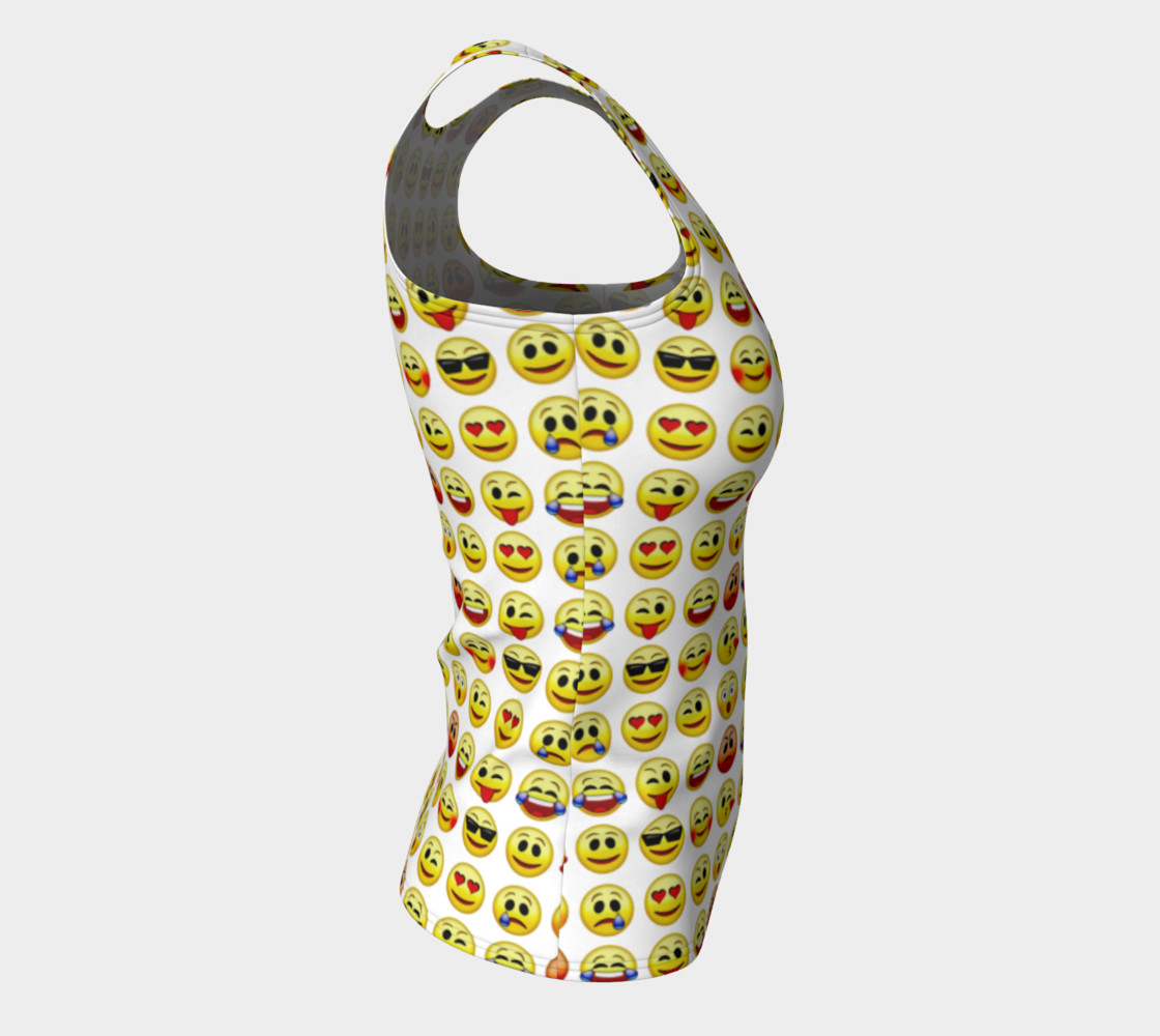 Emoji Faces White Background Fitted Tank Top preview #8