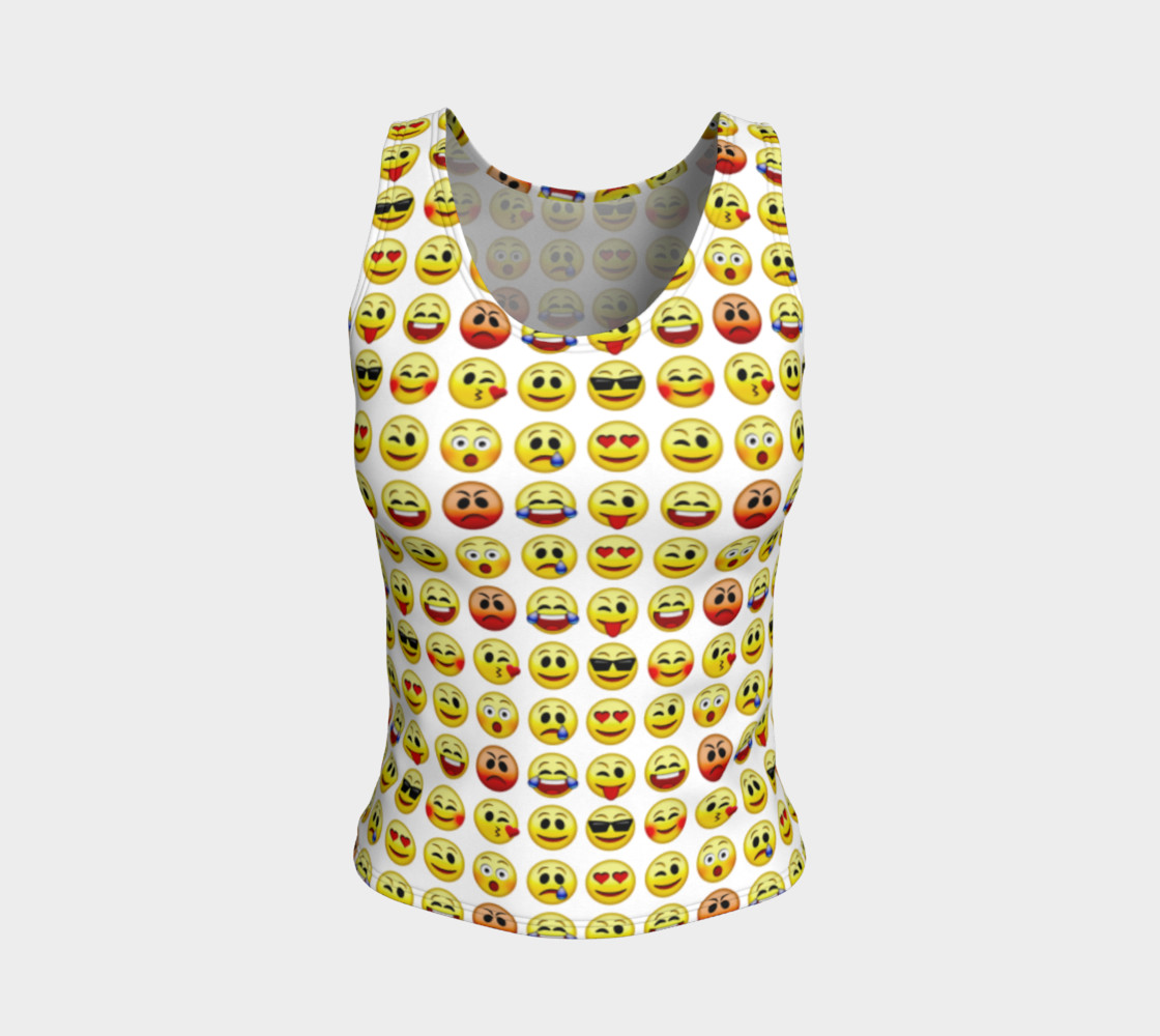 Emoji Faces White Background Fitted Tank Top preview #1