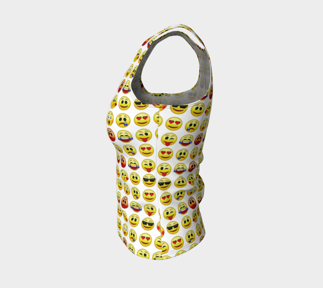 Emoji Faces White Background Fitted Tank Top preview #3