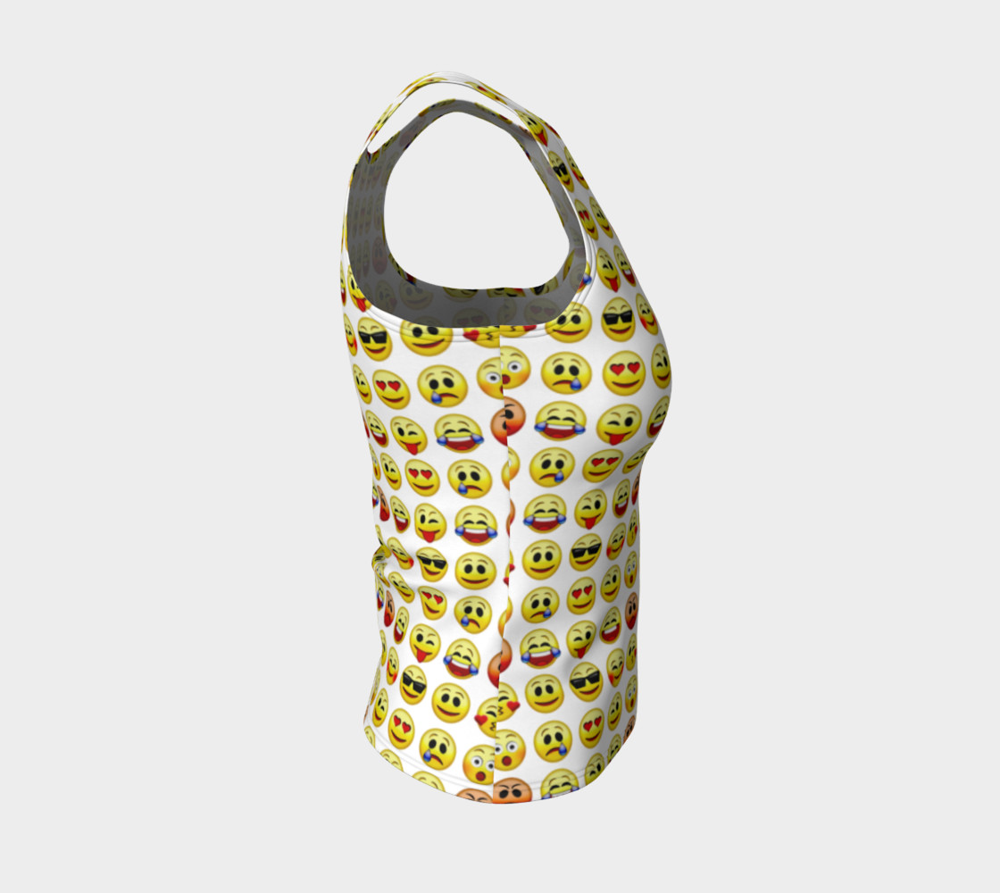 Emoji Faces White Background Fitted Tank Top preview #4