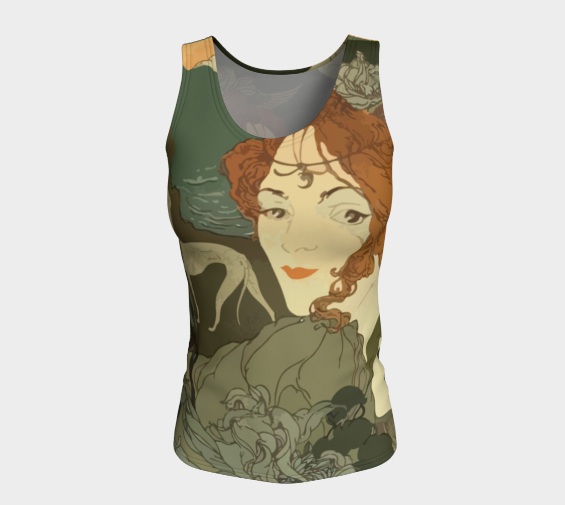 Art Nouveau lady Fitted Tank Top preview #5