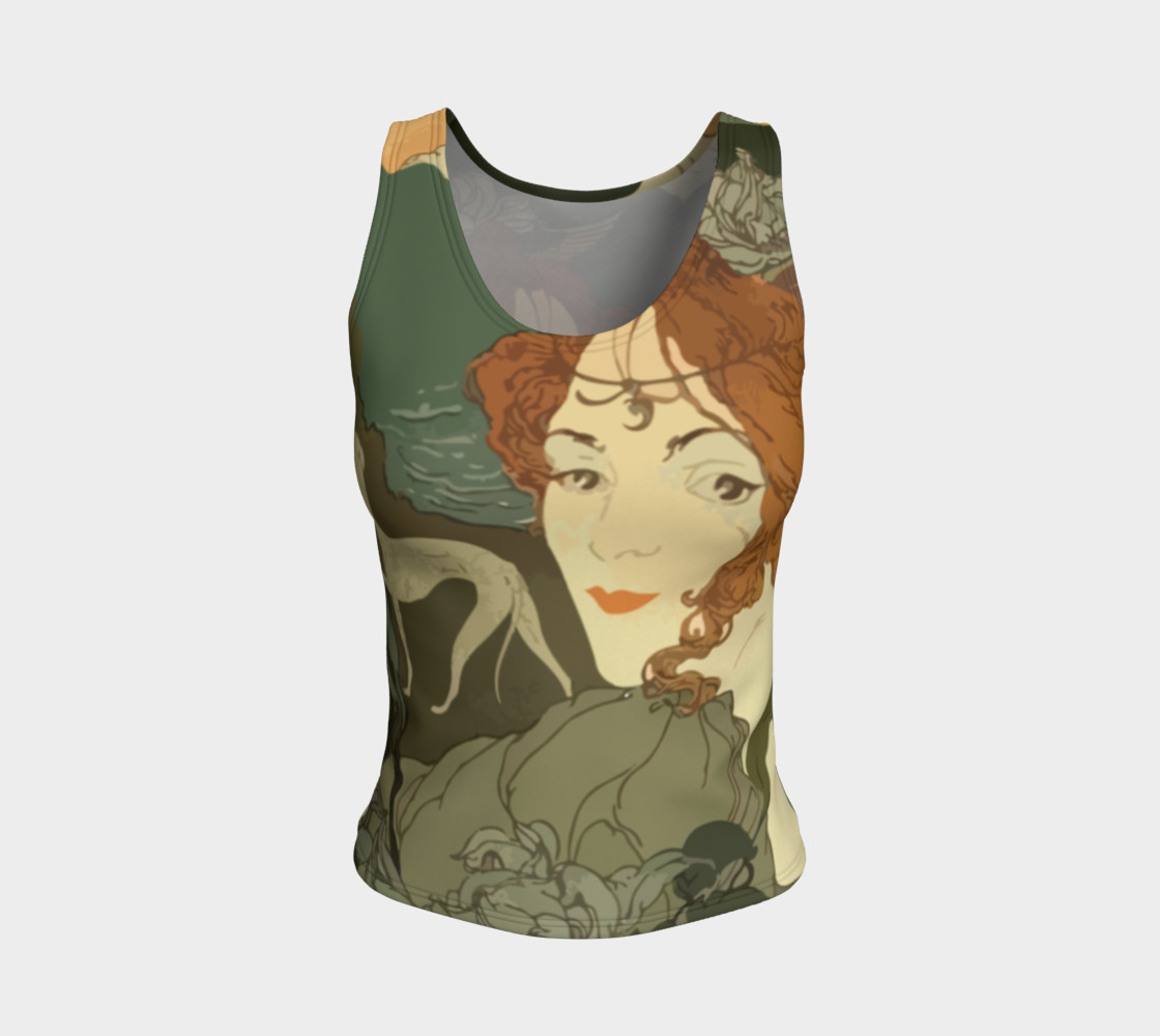 Art Nouveau lady Fitted Tank Top preview #1