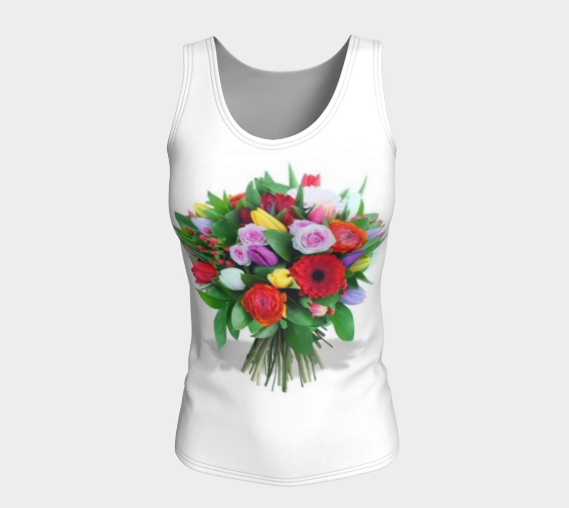 Flower Bouquet, long fitted tank top. preview #5