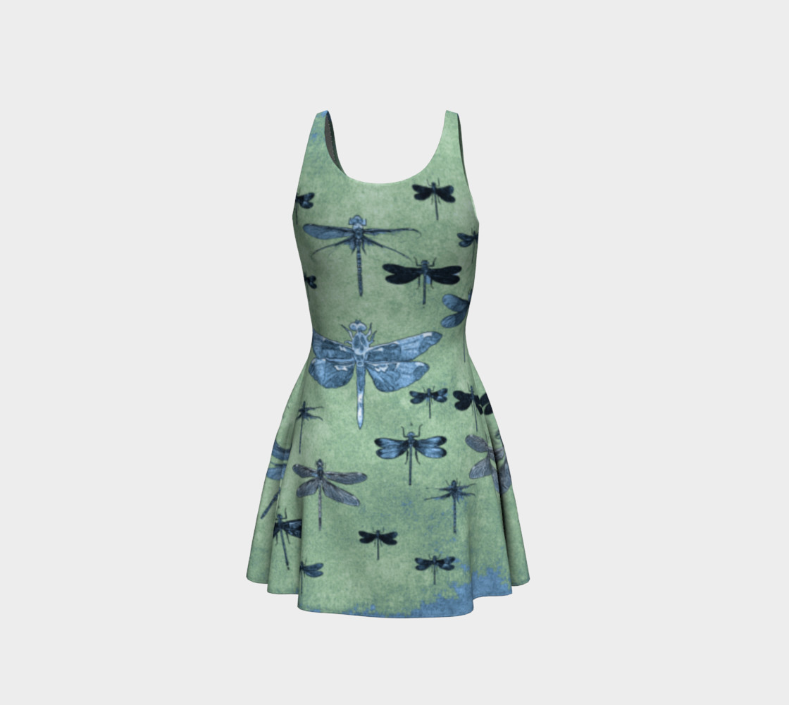 Dragonflies Blue on Green preview #3