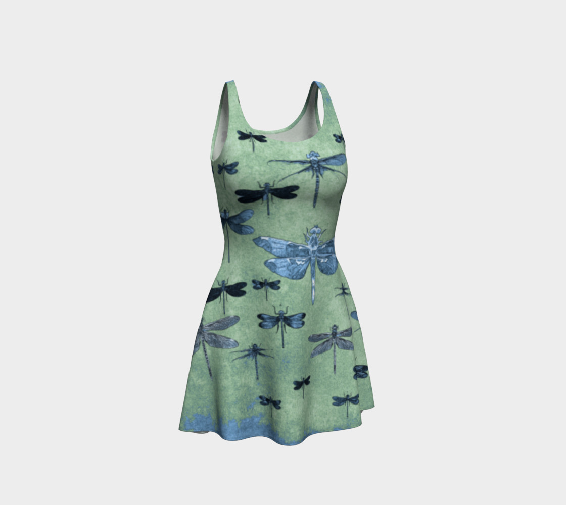 Dragonflies Blue on Green preview #1