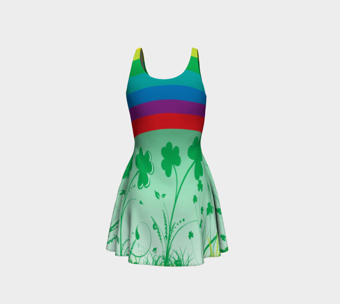 St. Patrick's day dress, Clover dress, shamrock dress, rainbow dress, lucky dress, Clover rainbow dress preview #3