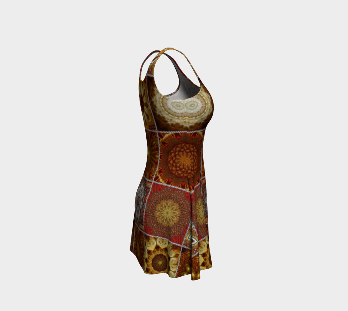 Golden Thai Crazy Quilt Flare Dress preview #4