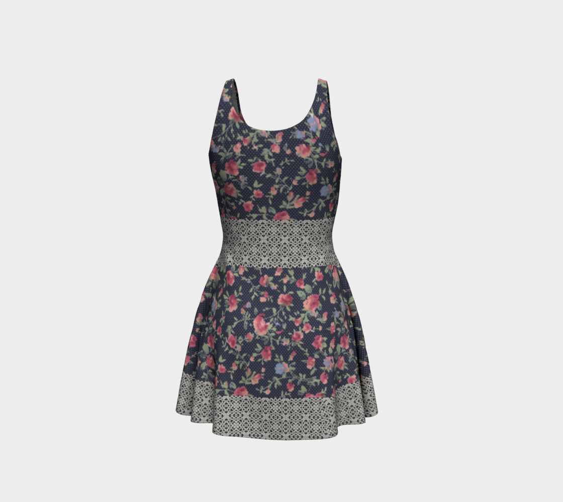 Vintage Floral and Lace Flare Dress preview #3