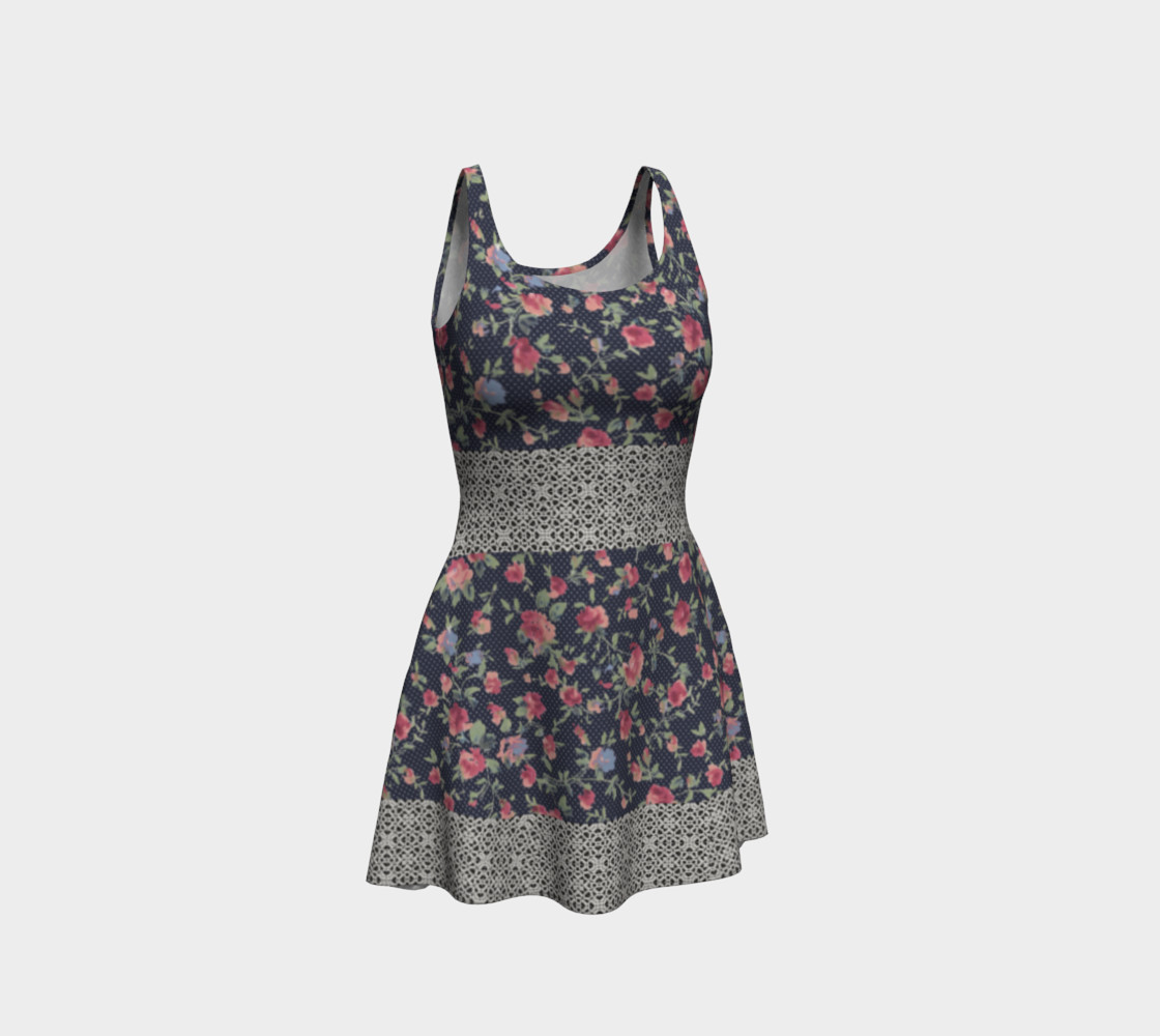 Vintage Floral and Lace Flare Dress preview #1